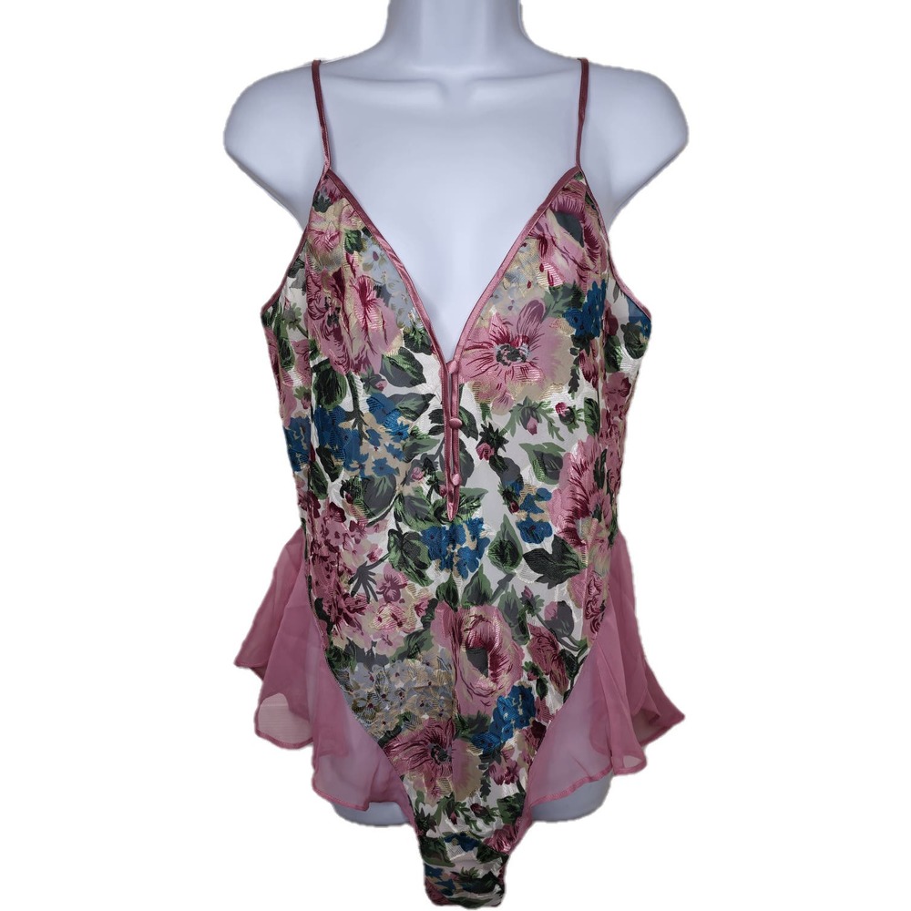 Victoria's Secret Gold Label Sheer Floral Lingerie Teddy NWT Vintage 80s 90s